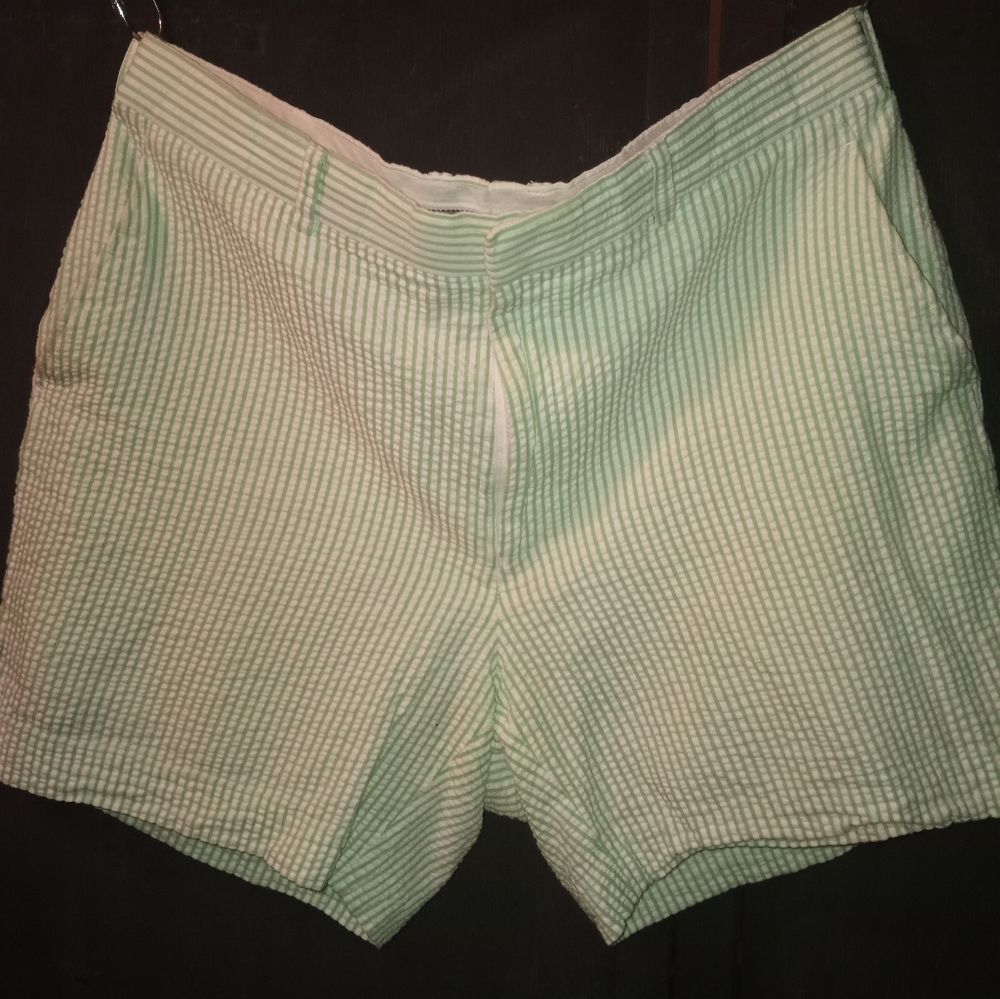 Green and white seersucker shorts size 32